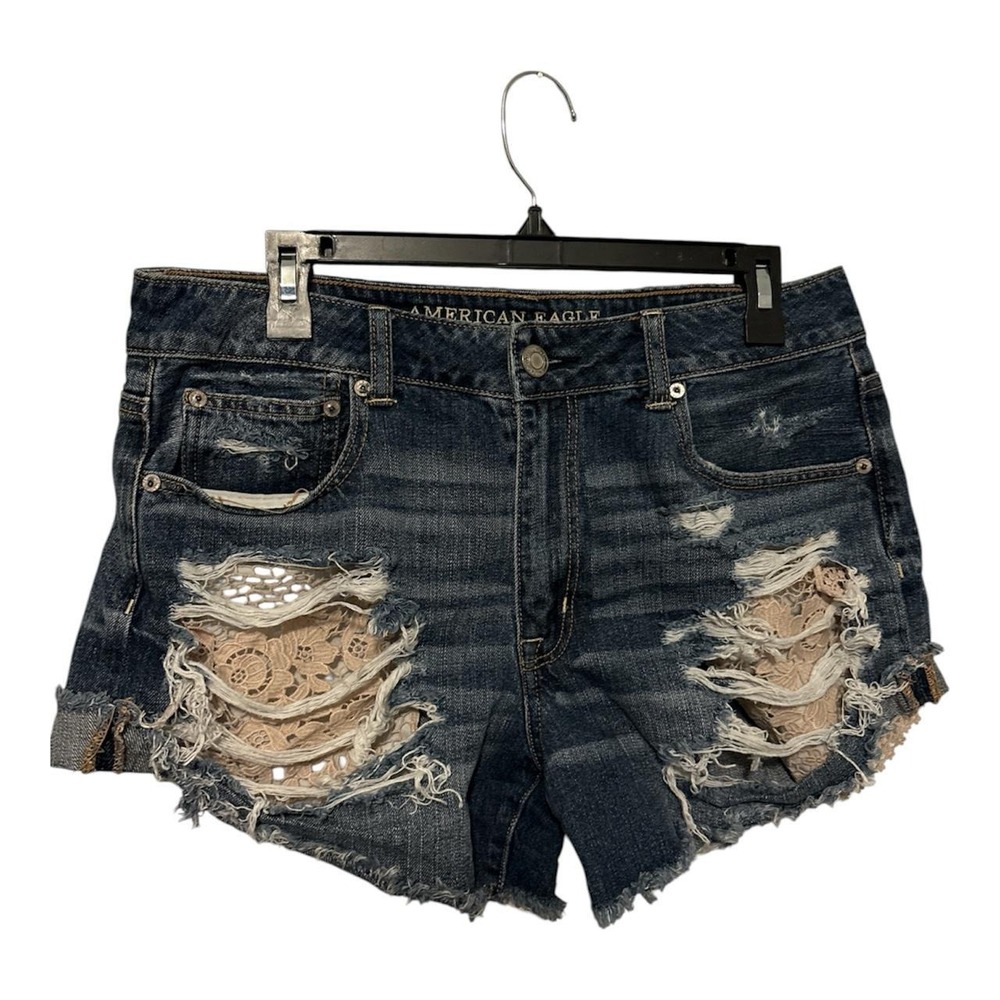American Eagle Outfitters navy blue hi rise festival denim shorts